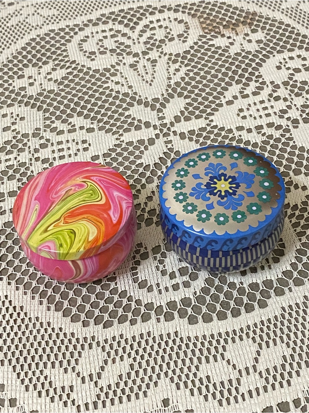Fringe Studio Pink Marbled & Blue Patterned Tin Scented Candles - Picture 5 of 5